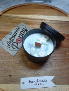 Vela de soja con olor a Rosemary en bote negro